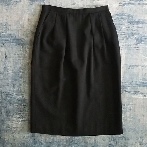JH Collectibles Pleated Black Wool Pencil Skirt w Pockets Size 8 - Picture 1 of 7